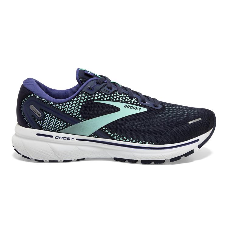 Brooks Ghost 14 Cushioned Road Running Shoes - Women's - Peacoat/Yucca/Navy (18749-WPHU)